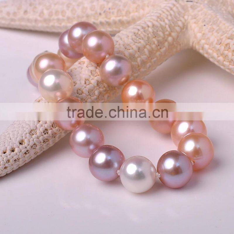 Mix color round shape freshwater pearl pearl bracelet jewelry