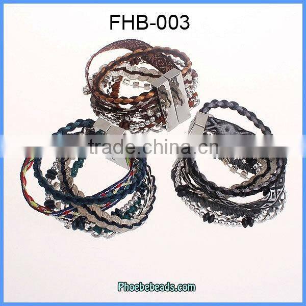 Wholesale Hot Sale Multilayer Brazilian Style Leather Magnetic Clasp Bracelets FHB-004B