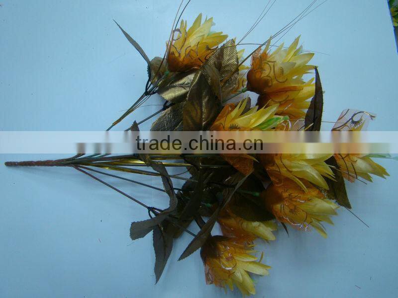 12 heads artificial flowers arrangements in vase