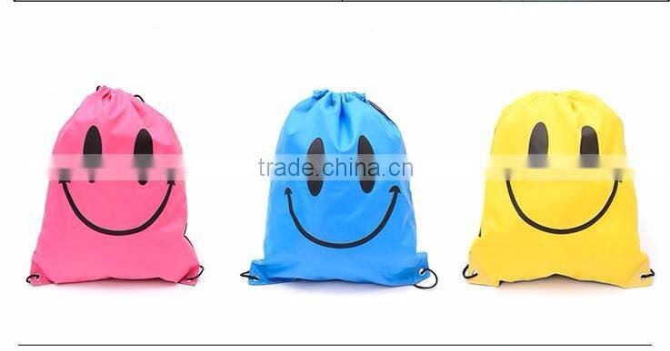 Fashionable drawstring nylon yelllow bag backpack