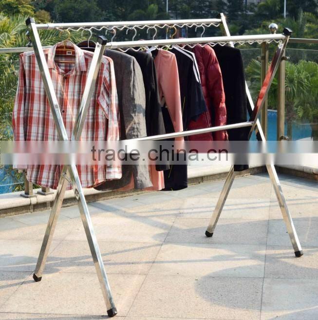 X shape stock folded steel garment rack laundry cloth hanger