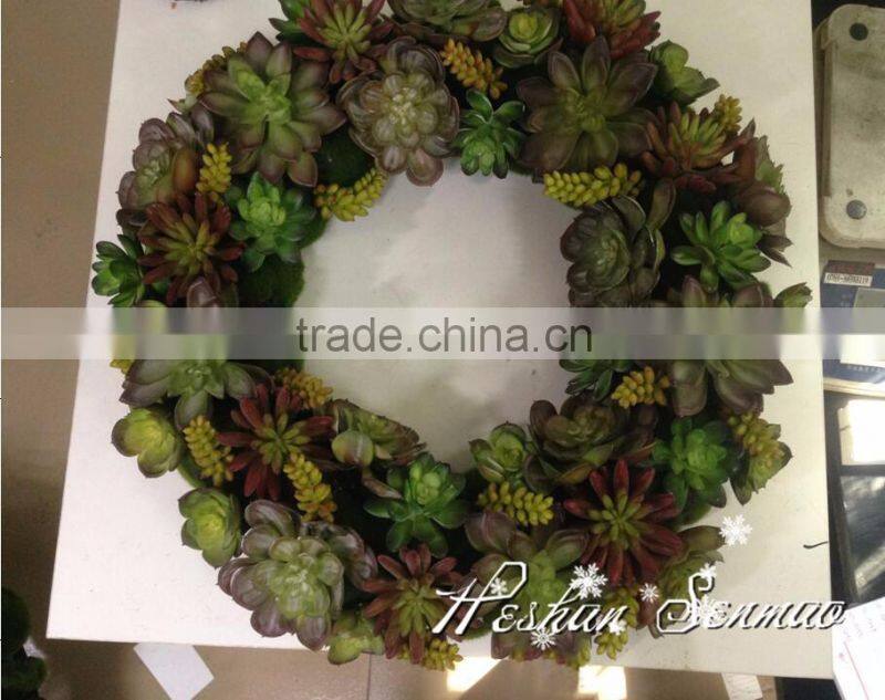 real touch artificial plastic plants succulent plants and flowers christmas wreath for wall door decoration