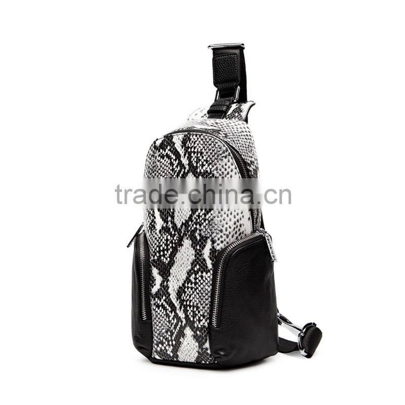 Factory fashion design genuine leather chest bag shoulder bags for man