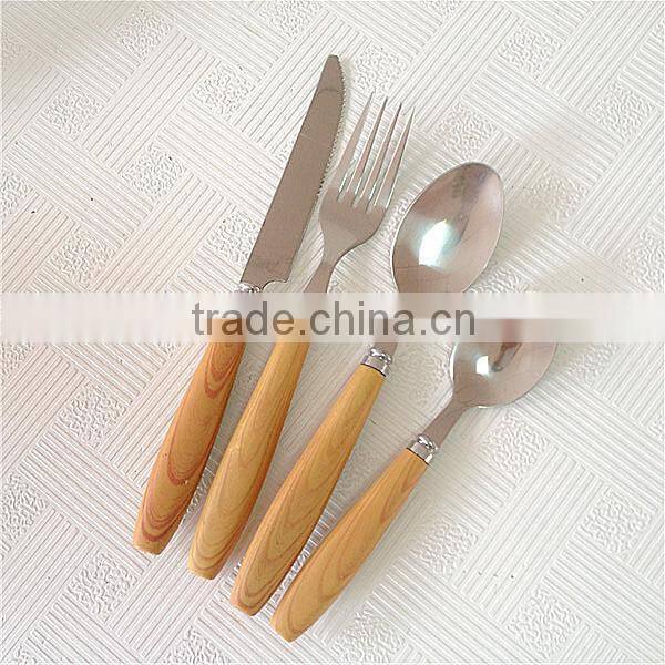 Wooden coloured plastic handle cutlery