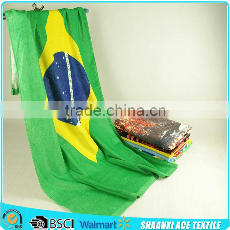 2015 HOT sell 100% cotton velvet printing letter printing Croatia beach towel english letter promotional towel
