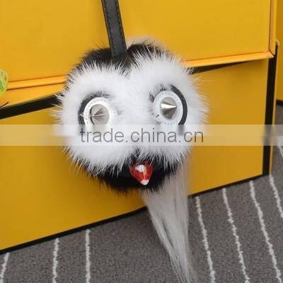 High quality real fur Keychain bag charm fasion owl fur keychain