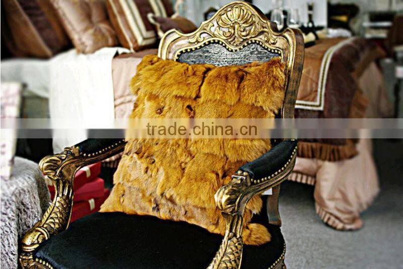 Hot Seling Home Deluxe Fur Cushion Pieced Fox Fur Pillow Case