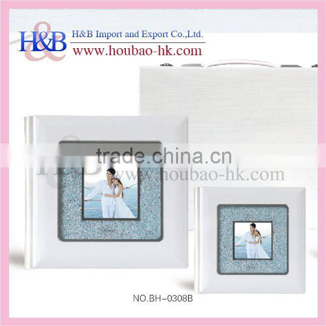 White painting handmade wedding album crystal