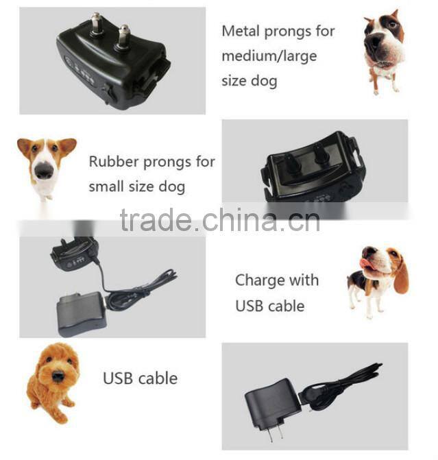 PVC material rechargeable high medium low 3 level dog training shock collar with anti bark