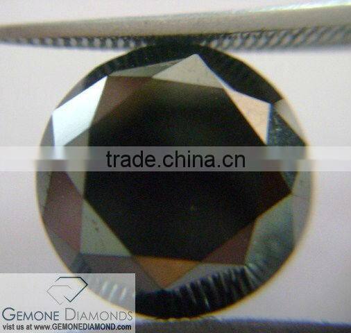 Real Loose Black Diamond Round Brilliant Cut