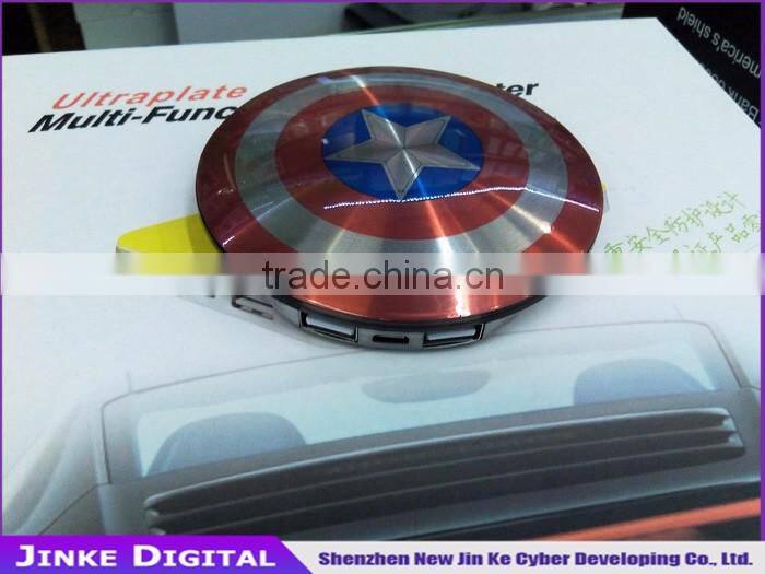 Avengers America Captain Power Banks 6800mAh dual USB Stainless Steel Mobile chargers Universal for iPhone5S 6 android phones