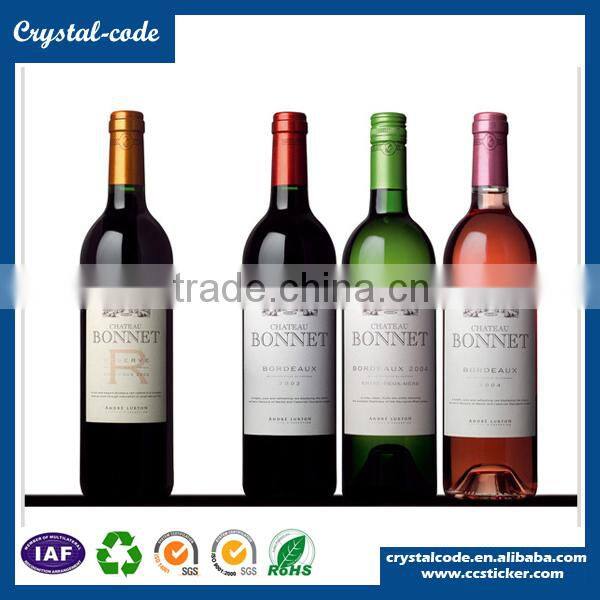 Red roll custom printing waterproof wine label sticker