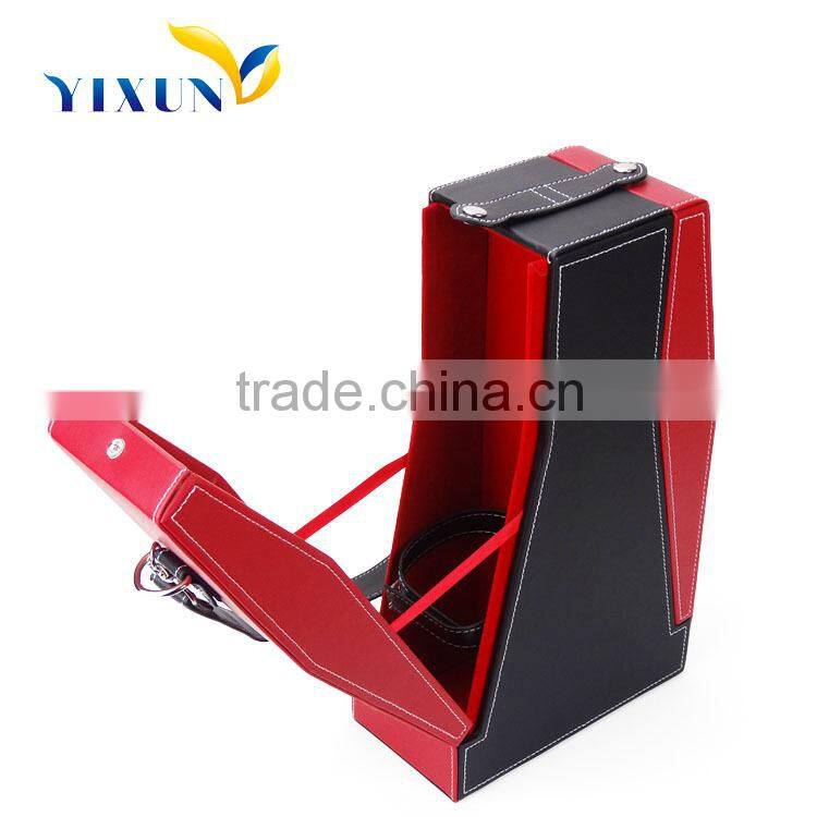Hot sell PU Leather Wine Box | empty wooden wine box