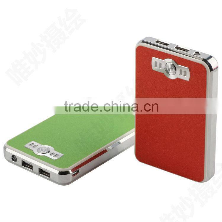 traveling 2 USB 2.1A output rechargeable leather power bank 10000