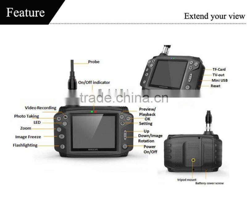 Rechargeable battery IP67 waterproof 5.5mm video and recording borescope for promotion