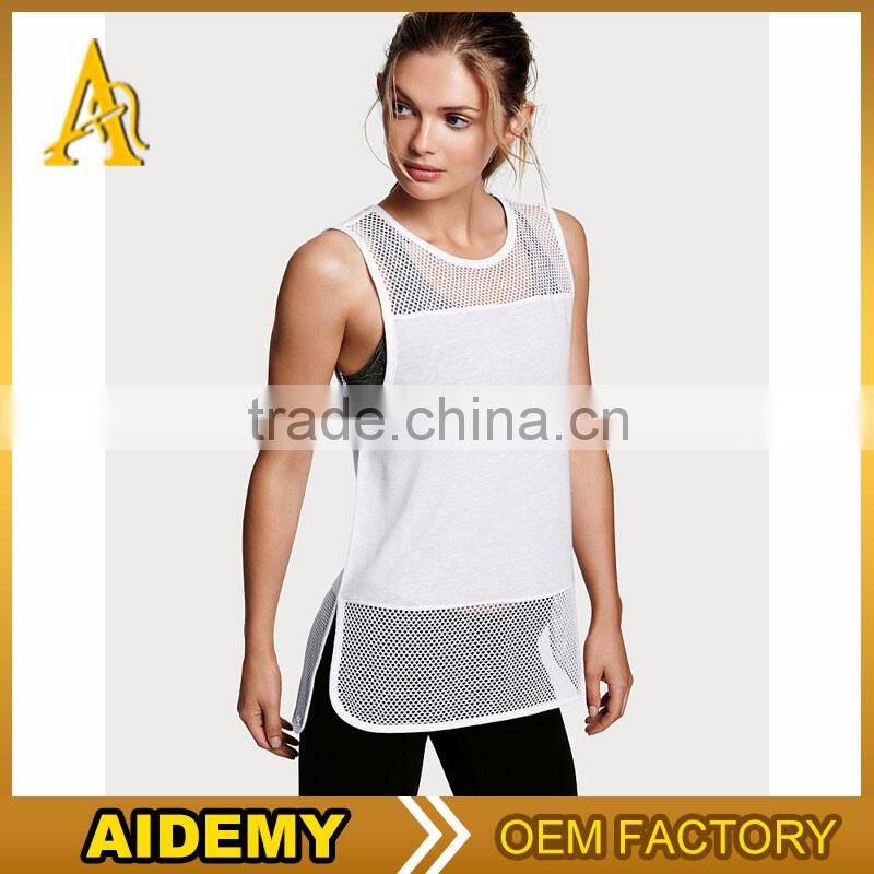 Wholesale fitness activewear women's mesh tank top sexy t shirt