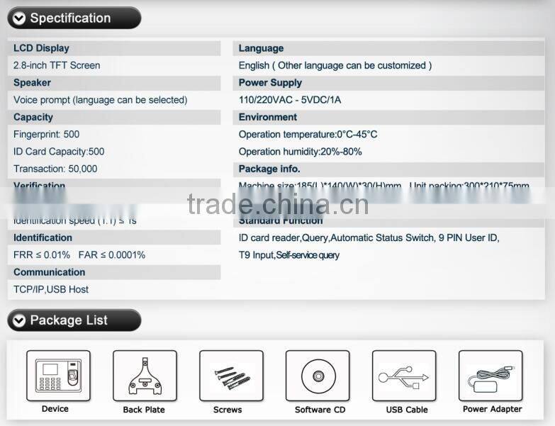 fingerprint reader time attendance and access control