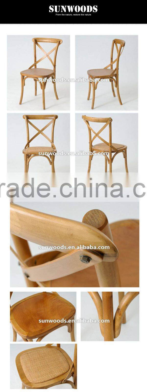 2015 Best Seller Rattan Birch Wood X Cross Back Dining Chair/rattan seat cross back chair wooden chair /Cross back chair