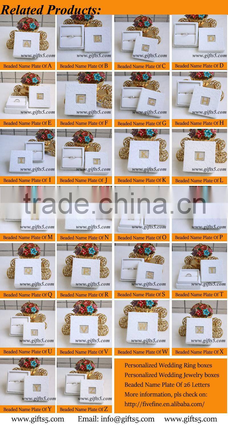 Elegant Lace white engagement ring box with beaded name plate of A