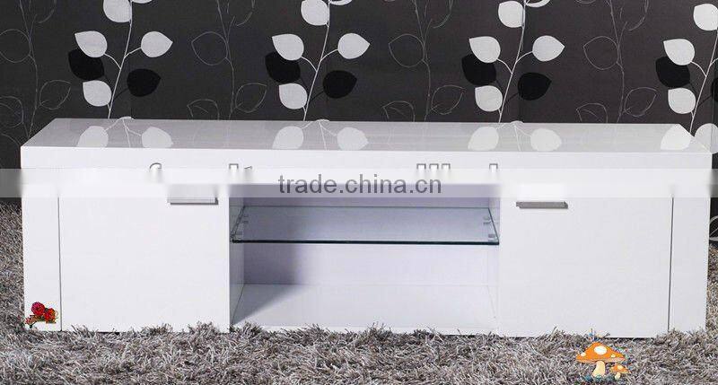 Modern TV stand made of MDF in high gloss white