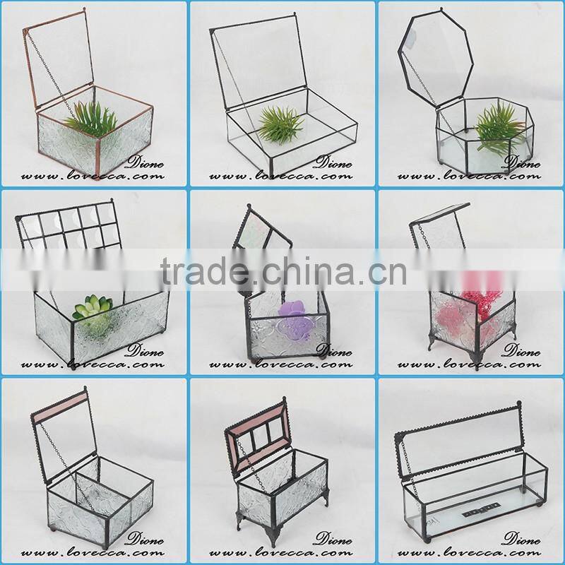 metal decoration vintage gift cabinet display home stained glass house container