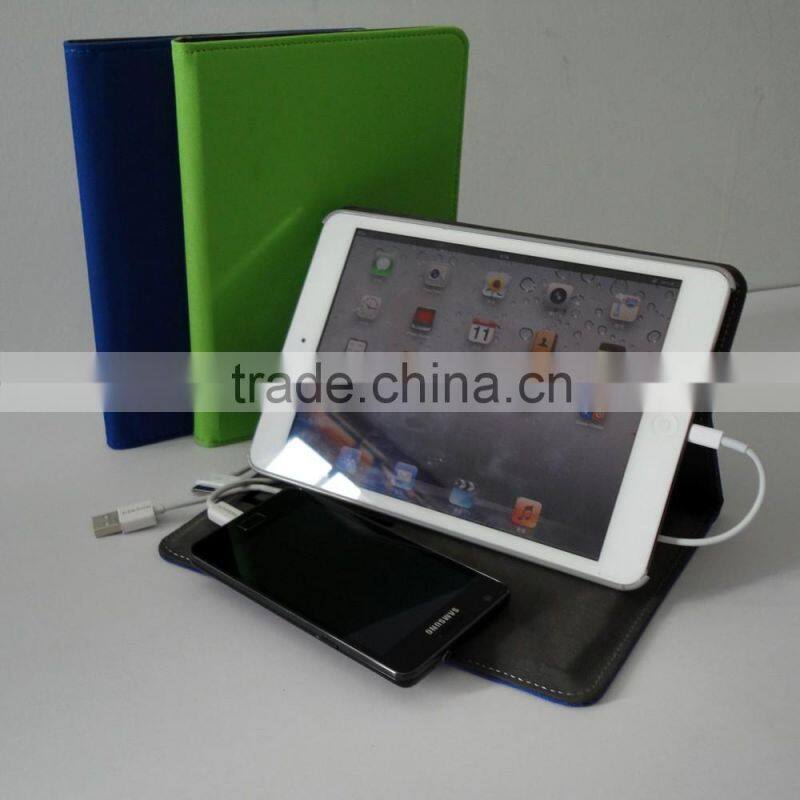 Leather charging with support mobile charging case for ipad mini