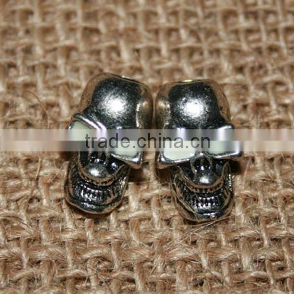 "Glow in the dark" Metal skull beads wholesale PRA-2034