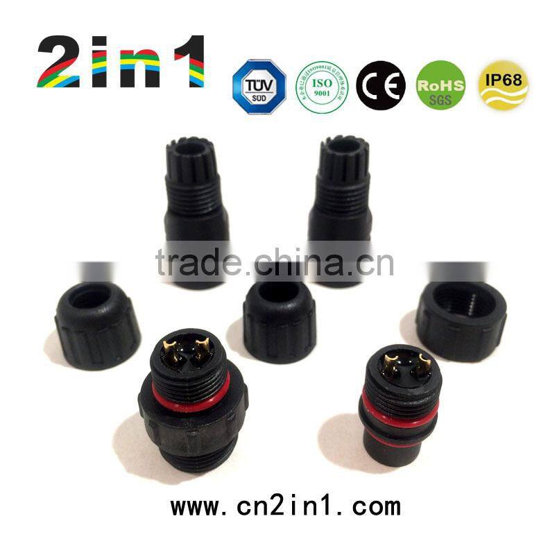 PG11 2Pin Waterproof Connector IP68 30A Nylon Screw Electric Cable Wire Butt type