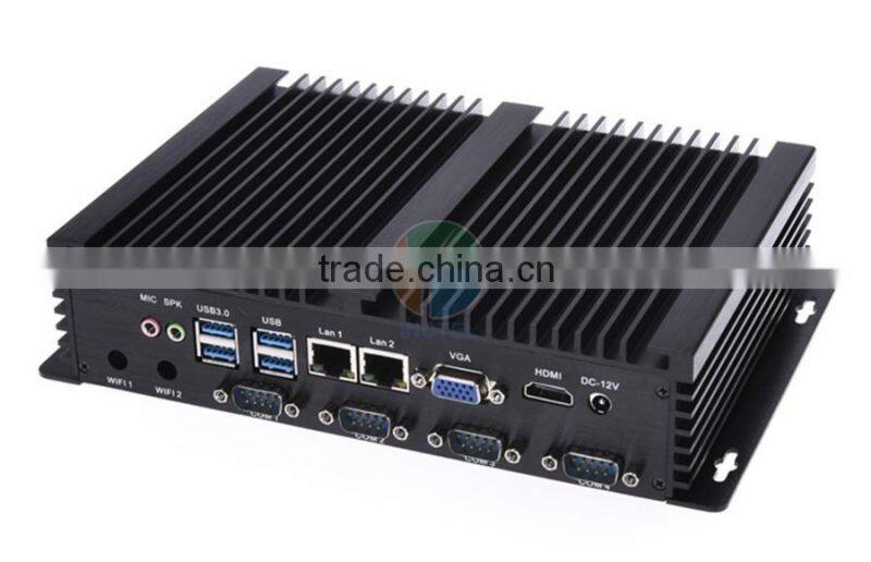 Fanless Industrial PC with Intel Celeron C1037U 1.8Ghz CPU Auto boot USB 3.0 Dual Gigabit Lan 4 COM 1G RAM 80G HDD HTPC