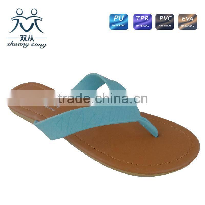 2016 newest style PU lining colorful women flip flop slipper for beach