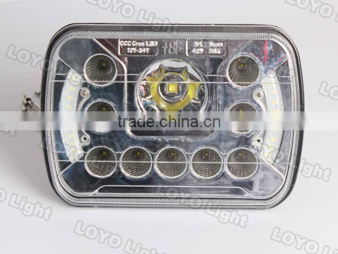 Newest!!! square 7 inch led headlight for truck, tractor with angel eyes 45W 5x7 led headlight