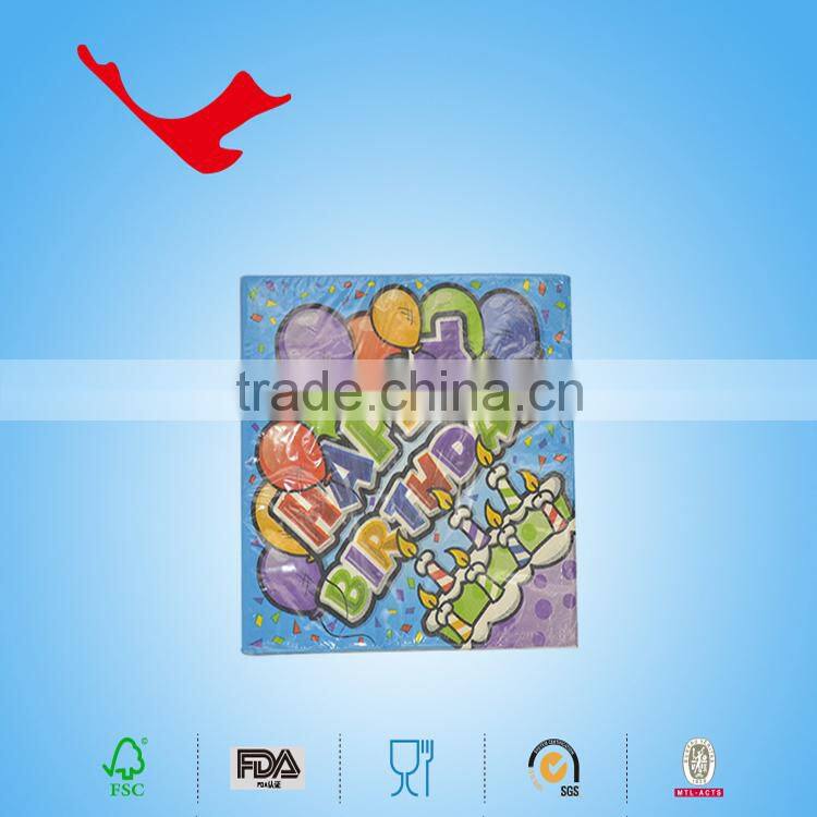 40*40cm,1/4 folded printed tissue paper napkin towel for Brithday Day Party