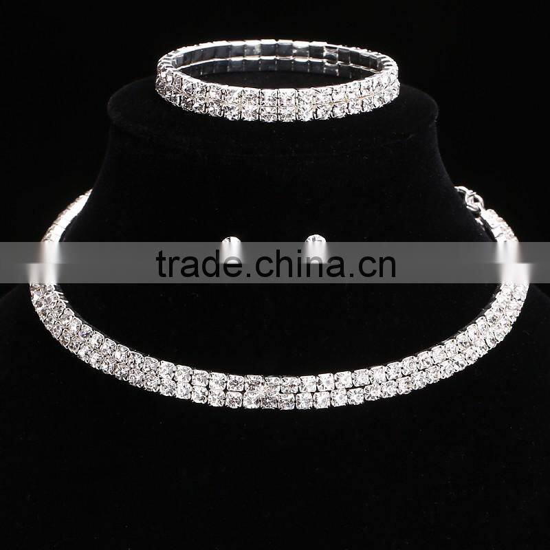 MYLOVE rhinestone choker bracelet earring set for bride party jewelry set