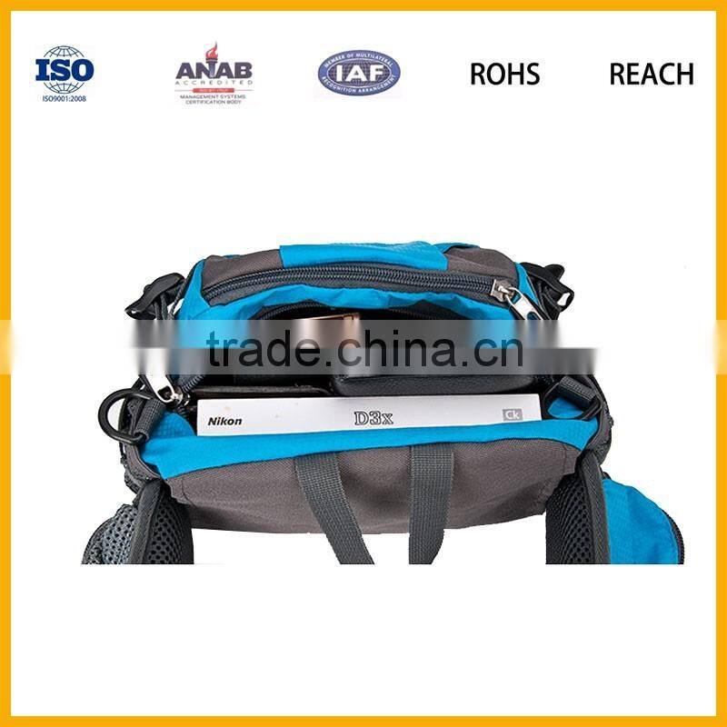 Fashionable Multilayer Nylon Material Cycling Zipper Waist Bag with Small Pocket for Mobile Phone