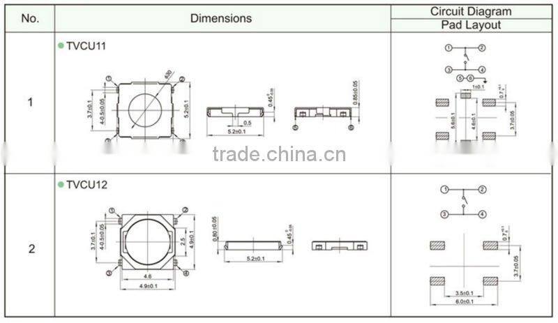 FTVCU11 smt 5.2x5.2mm super thin touch led dimmer switch