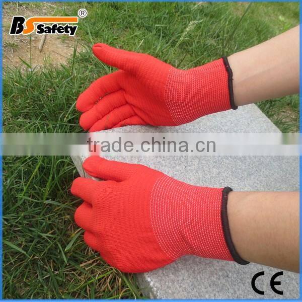 BSSAFETY china supplier cheap polyester or nylon knit garden glove