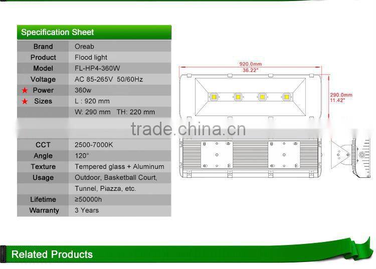 360w Solar Power LED tunnel Night Light Waterproof Outdoor Lamp Garden Spotlight