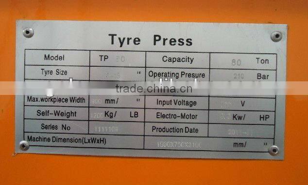 solid tyre press, forklift tyre press, assemble & disassemble solid typre from 8"-25", from 80Ton to 200Ton