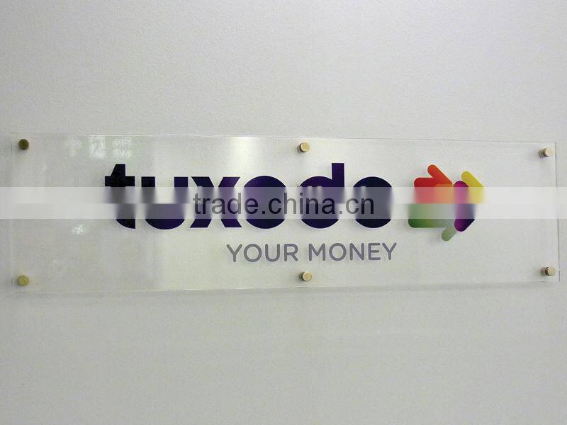 30x8 frosted wall mounted acrylic directional sign with digitally printed text