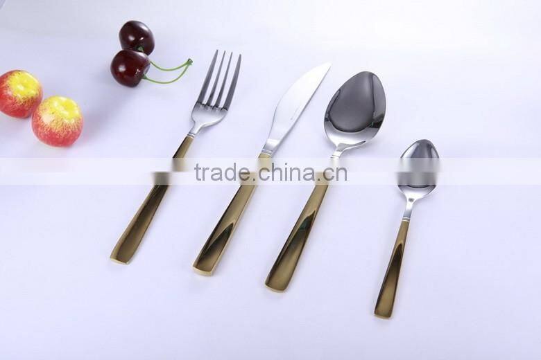 High quality 4 pcs stainless steel cutlery set with pvd coating , rose gold cutlery, stainless steel first horse cookware set
