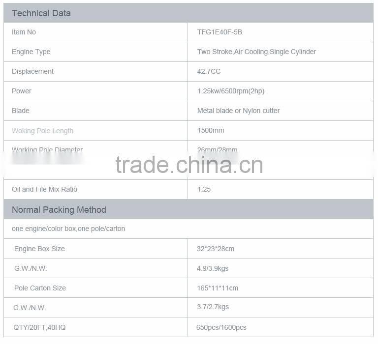 TFG1E40F-5B 43cc 1.25kw air cooled grass cutter