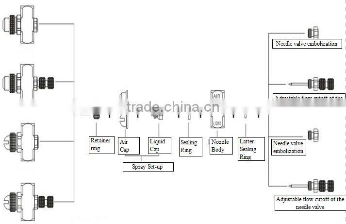JCO type automatic cleaning or washing air atomizing spray nozzles