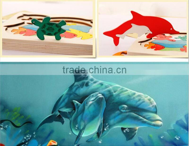 Wooden toy colorful jigsaw puzzles multi layer story puzzles educational puzzle for preschool children