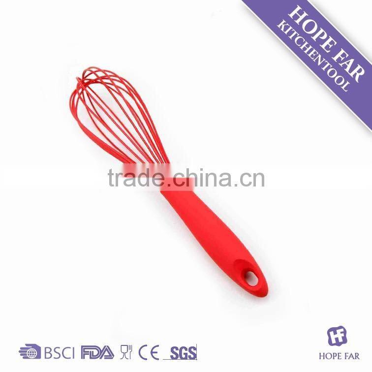 0300207 High quality 10" red color household silicone whisk
