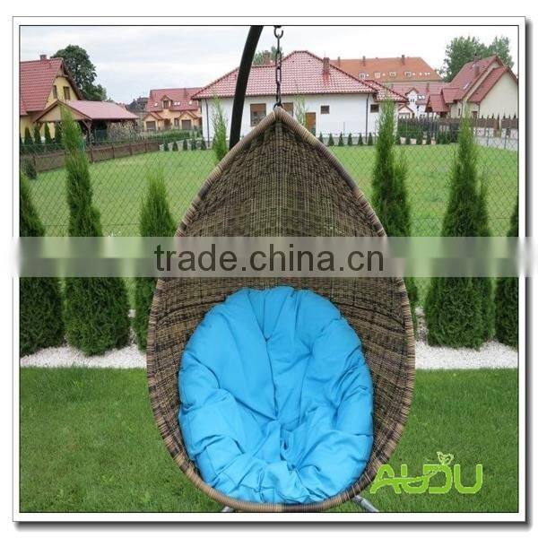 Audu Wicker Swing Chair,Swing Chair With Blue Cushion