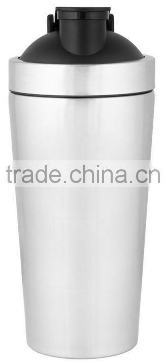 700ml 24 ounce #304 18/8 stainless Steel BPA free water bottle whey protein mug, with Built-In Mixing Lid built in agitator