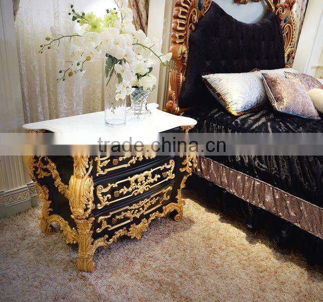 Latest Fabulous King Size Bedroom Set Furniture/ Rococo Bedroom Furniture With Wooden Hand Carving Luxury Double Bed Design