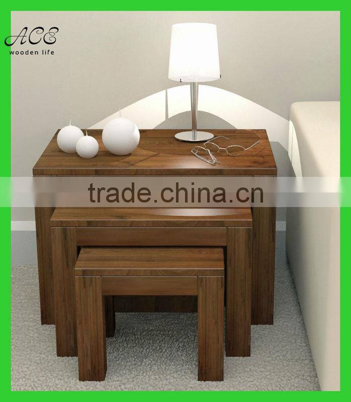 Modern Walnut Nest of Coffee Tables