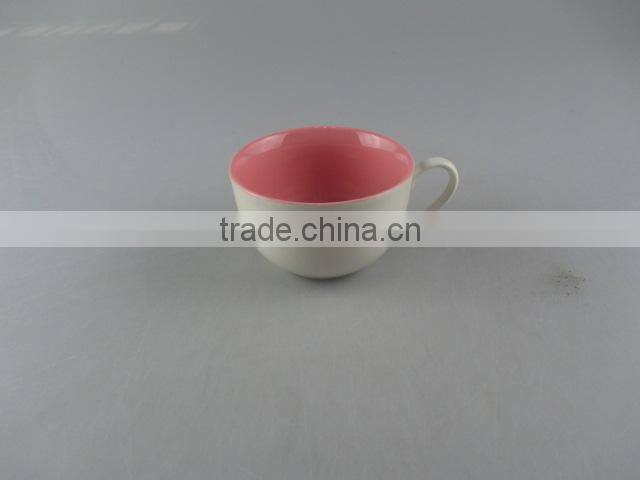 round porcelain inner pink-glazed coffee cup