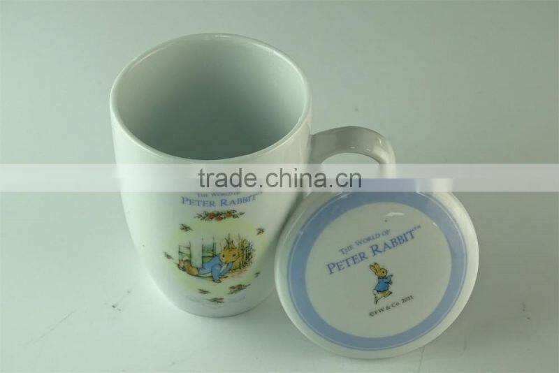 300ml Lovely ceramic coffee mug,milk mug with cap for promotion